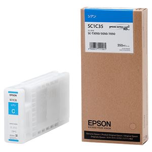 （まとめ） エプソン EPSON インクカートリッジ シアン 350ml SC1C35 1個 【×3セット】