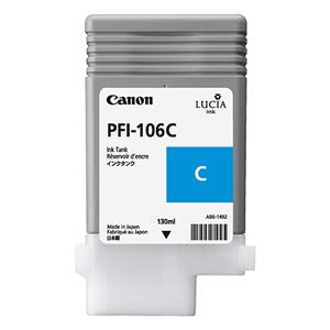 （まとめ） キャノン Canon インクタンク PFI-106 顔料シアン 130ml 6622B001 1個 【×6セット】