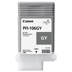 （まとめ） キャノン Canon インクタンク PFI-106 顔料グレー 130ml 6630B001 1個 【×6セット】