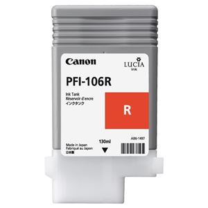 （まとめ） キャノン Canon インクタンク PFI-106 顔料レッド 130ml 6627B001 1個 【×6セット】