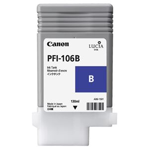 （まとめ） キャノン Canon インクタンク PFI-106 顔料ブルー 130ml 6629B001 1個 【×6セット】