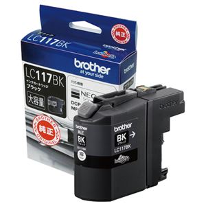 （まとめ） ブラザー BROTHER インクカートリッジ ブラック 大容量 LC117BK 1個 【×3セット】