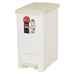 （まとめ） アスベル エバンペダルペール 15L 中バケツ付 ベージュ 1台 【×2セット】