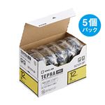 キングジム テプラ PRO テープカートリッジ パステル 12mm 黄/黒文字 SC12Y-5P 1パック(5個)