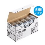 キングジム テプラ PRO テープカートリッジ 24mm 透明/黒文字 ST24K-5P 1パック(5個)
