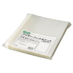 （まとめ） TANOSEE クリヤーブック（クリアブック）ポケット A4タテ 2・4・30穴 再生PP 1パック（100枚） 【×5セット】