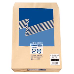 （まとめ） ピース R40再生紙クラフト封筒 テープのり付 角2 85g／m2 845 1パック（100枚） 【×4セット】