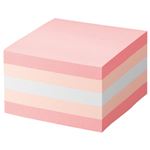 （まとめ） TANOSEE ふせん カラーブロック 75×75mm パステルピンク 1冊 【×5セット】