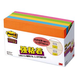 （まとめ） 3M ポストイット 強粘着ノート 75×127mm ネオンカラー5色 655-5SSAN 1パック（5冊） 【×3セット】