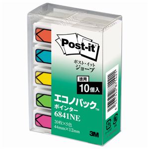 （まとめ） 3M ポストイット ジョーブ エコノパック ポインター 44×12mm 5色 6841NE 1セット（50冊） 【×2セット】