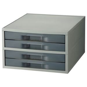 （まとめ） 岩崎工業 PP製引き出しケース A4タテ 薄型4段 グレー ST6102GR 1台 【×3セット】