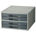 （まとめ） 岩崎工業 PP製引き出しケース A4タテ 薄型4段 グレー ST6102GR 1台 【×3セット】