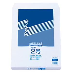 （まとめ） ピース R40再生ケント封筒 角2 100g／m2 〒枠なし ホワイト 426 1パック（100枚） 【×4セット】