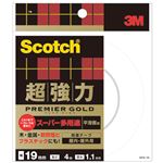 （まとめ） 3M スコッチ 超強力両面テープ プレミアゴールド （スーパー多用途） 19mm×4m SPS-19 1巻 【×4セット】
