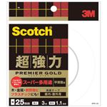 （まとめ） 3M スコッチ 超強力両面テープ プレミアゴールド （スーパー多用途） 25mm×3m SPS-25 1巻 【×4セット】