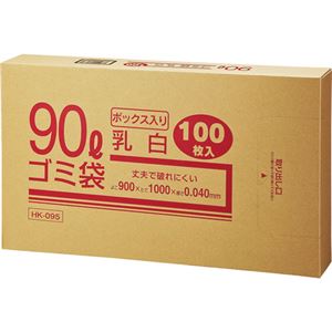 （まとめ） クラフトマン 業務用乳白半透明 メタロセン配合厚手ゴミ袋 90L BOXタイプ HK-095 1箱（100枚） 【×5セット】