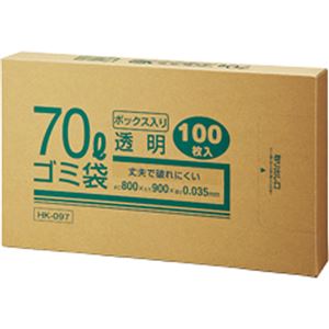 （まとめ） クラフトマン 業務用透明 メタロセン配合厚手ゴミ袋 70L BOXタイプ HK-097 1箱（100枚） 【×5セット】