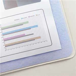（まとめ） TANOSEE 再生透明オレフィンデスクマット ダブル（下敷付） 600×450mm ライトブルー 1枚 【×5セット】