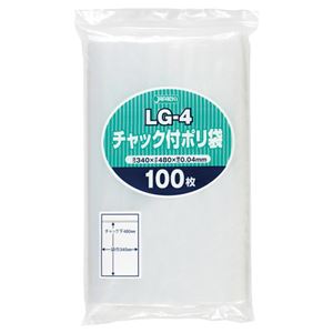 （まとめ） ジャパックス チャック付ポリ袋 ヨコ340×タテ480×厚み0.04mm LG-4 1パック（100枚） 【×5セット】