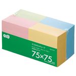 （まとめ） TANOSEE エコふせん キューブ 75×75mm 4色 1パック（4冊） 【×4セット】