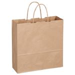 （まとめ） TANOSEE 紙手提袋 丸紐 中 ヨコ320×タテ320×マチ幅115mm 茶 1パック（50枚） 【×5セット】