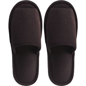 （まとめ） TANOSEE 外縫いスリッパ ブッチャー 大きめM ブラウン 1足 【×5セット】
