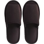（まとめ） TANOSEE 外縫いスリッパ ブッチャー 大きめM ブラウン 1足 【×5セット】