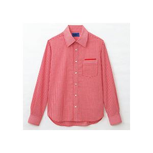 （まとめ） セロリー 大柄ギンガムチェック長袖シャツ Lサイズ レッド S-63413-L 1枚 【×2セット】