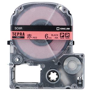 キングジム テプラ PRO テープカートリッジ パステル 6mm 赤/黒文字 エコパック SC6R-5P 1パック(5個)