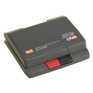 （まとめ） マックス 瞬乾2段式ワンタッチスタンプ台 中形 油性顔料 黒／朱 SA-214NWカミバコ 1個 【×3セット】