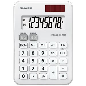 （まとめ） シャープ SHARP カラー電卓 8桁 ミニミニナイスサイズ バニラホワイト EL-760T-WX 1台 【×5セット】