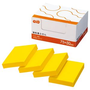 （まとめ） TANOSEE 強粘着ふせん 75×50mm イエロー 1パック（10冊） 【×3セット】