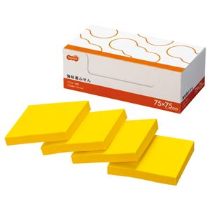 （まとめ） TANOSEE 強粘着ふせん 75×75mm イエロー 1パック（10冊） 【×3セット】