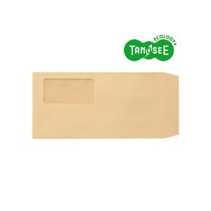 TANOSEE 窓付封筒 ワンタッチテープ付 長3 70g/m2 クラフト 業務用パック 1箱(1000枚)
