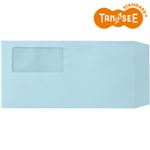 TANOSEE 窓付封筒 ワンタッチテープ付 長3 80g/m2 ブルー 業務用パック 1箱(1000枚)