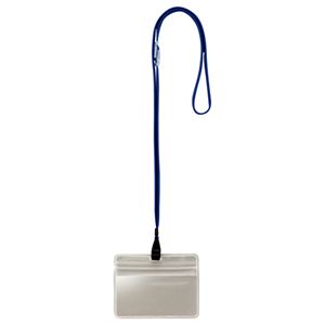 （まとめ） TANOSEE 吊下げ名札 防水チャック付 青 1パック（10個） 【×5セット】