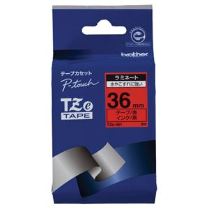 （まとめ） ブラザー BROTHER ピータッチ TZeテープ ラミネートテープ 36mm 赤／黒文字 TZE-461 1個 【×4セット】