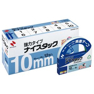 （まとめ） ニチバン ナイスタック 両面テープ 強力タイプ ブンボックス 大巻 10mm×18m NWBB-K10 1パック（12巻） 【×2セット】