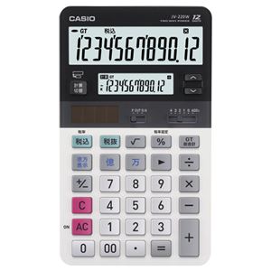 （まとめ） カシオ CASIO ツイン液晶電卓 ミエ2くん 12桁+12桁 ジャストタイプ JV-220W-N 1台 【×2セット】