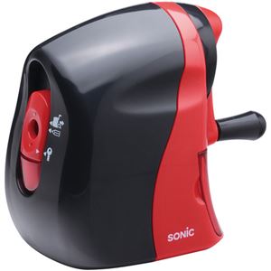 （まとめ） ソニック かるハーフ 手動鉛筆削り 黒赤 SK-802-R 1台 【×4セット】