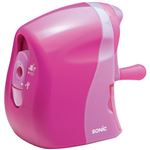 （まとめ） ソニック かるハーフ 手動鉛筆削り 桃 SK-802-P 1台 【×4セット】