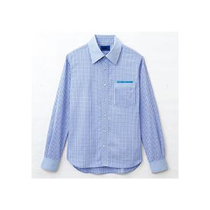 （まとめ） セロリー 大柄ギンガムチェック長袖シャツ 3Lサイズ サックス S-63412-3L 1枚 【×2セット】