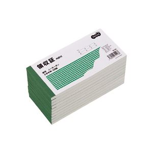 （まとめ） TANOSEE 領収証（内訳付） 小切手判 2枚複写 ノーカーボン 50組 1セット（10冊） 【×2セット】