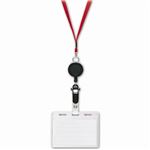 （まとめ） ソニック リール式吊り下げ名札 2枚収納タイプ ソフト 赤 NF-418-R 1セット（10個） 【×2セット】