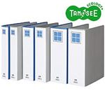 （まとめ）TANOSEE 両開きパイプ式ファイルE A4タテ 80mmとじ 青 30冊