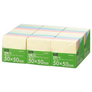 （まとめ） TANOSEE 粘着メモ＜ボリュームパック＞ 50×50mm 5色 1セット（30冊：5冊×6パック） 【×2セット】