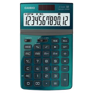 （まとめ） カシオ CASIO デザイン電卓 12桁 ジャストタイプ グリーン JF-Z200-GN-N 1台 【×5セット】