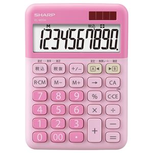 （まとめ） シャープ SHARP カラー・デザイン電卓 10桁 ミニナイスサイズタイプ ストロベリーチーズケーキ EL-M334-PX 1台 【×5セット】