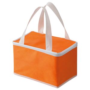 （まとめ） TANOSEE 不織布保冷バッグ ヨコ215×タテ145×マチ幅140mm オレンジ 1パック（5枚） 【×2セット】