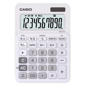 （まとめ） カシオ CASIO カラフル電卓 10桁 ミニジャストタイプ ピュアホワイト MW-C11A-WE-N 1台 【×5セット】